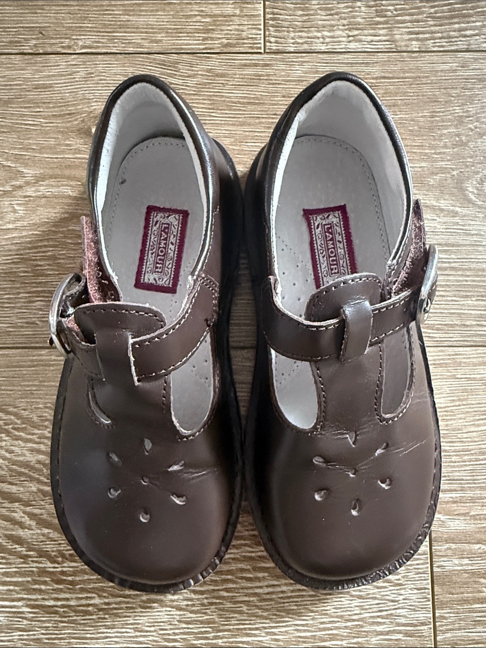 L'Amour Dark Brown Girls Mary Jane Dress Shoes